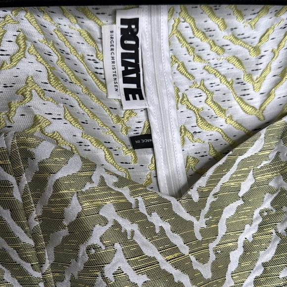 Rotate Birger Christensen Oksana Puff Sleeve Jacquard Mini Dress Metallic Sz 10 - Picture 3 of 13